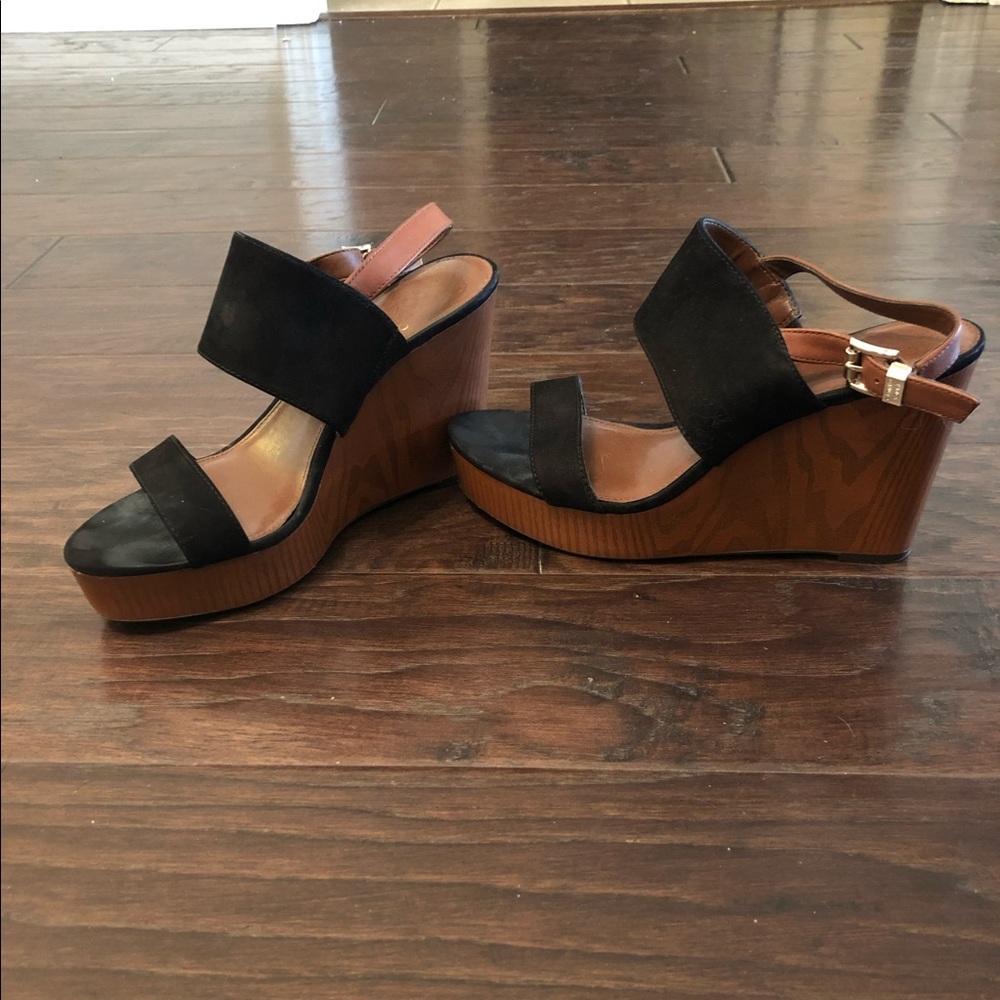 Vince Camuto Black Suede Wedge Sandals